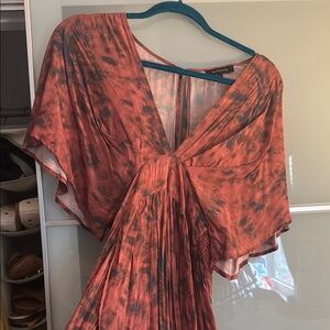 Olivaceous Tie-Dye Maxi Dress in Coral and Black